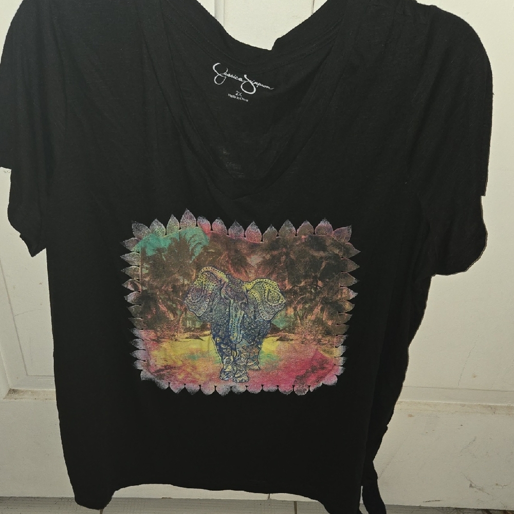 Jessica Simpson Black Elephant Graphic Tee